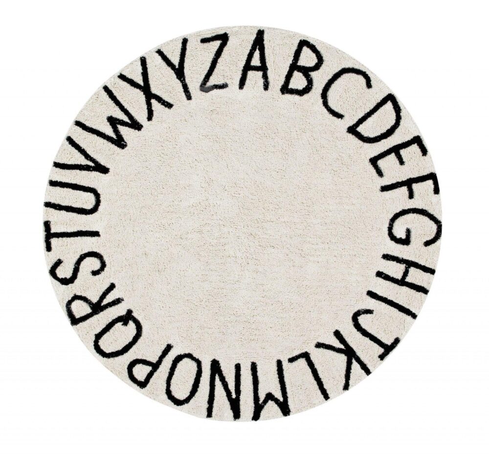 Tapis Lorena Canals Round ABC Natural Negro Ø150