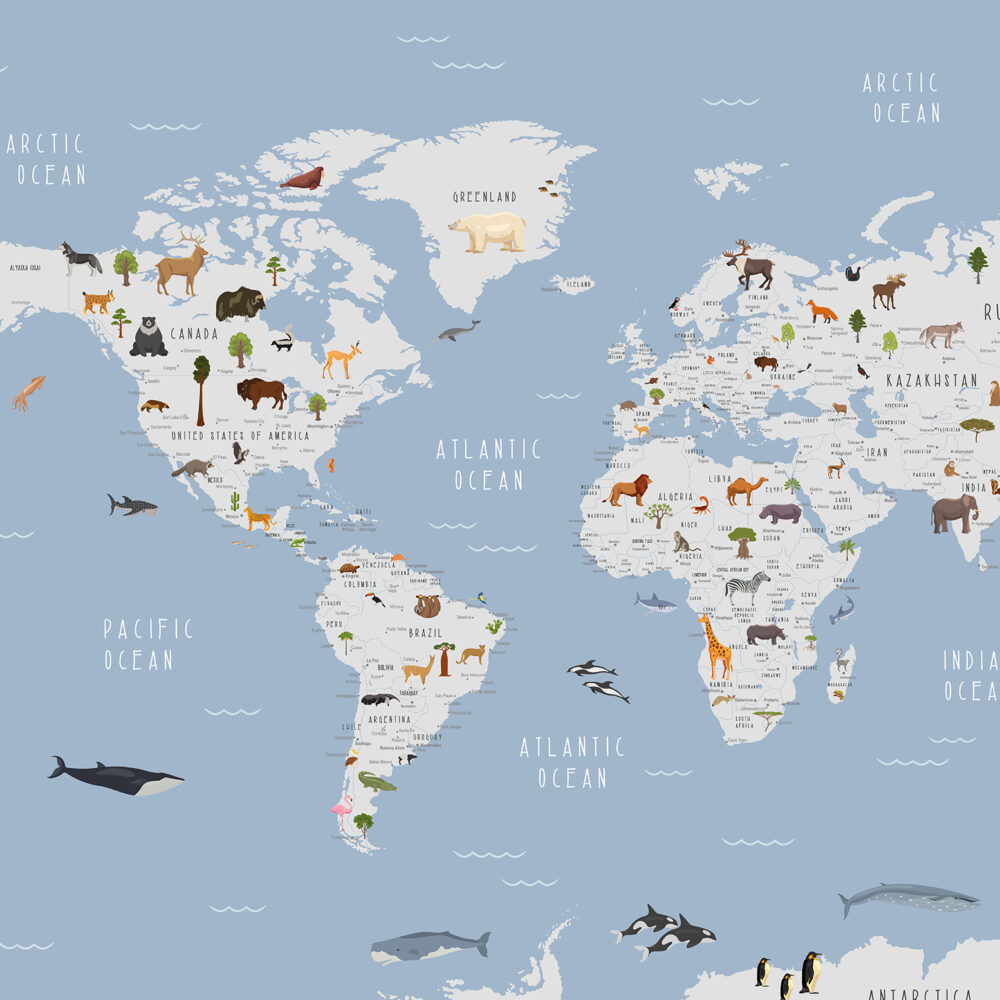 Carte dans le monde des animaux bleus