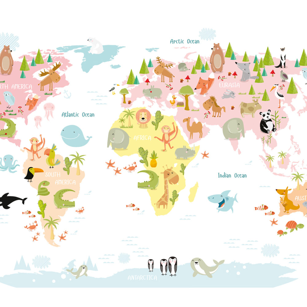 La carte des animaux est de couleur claire