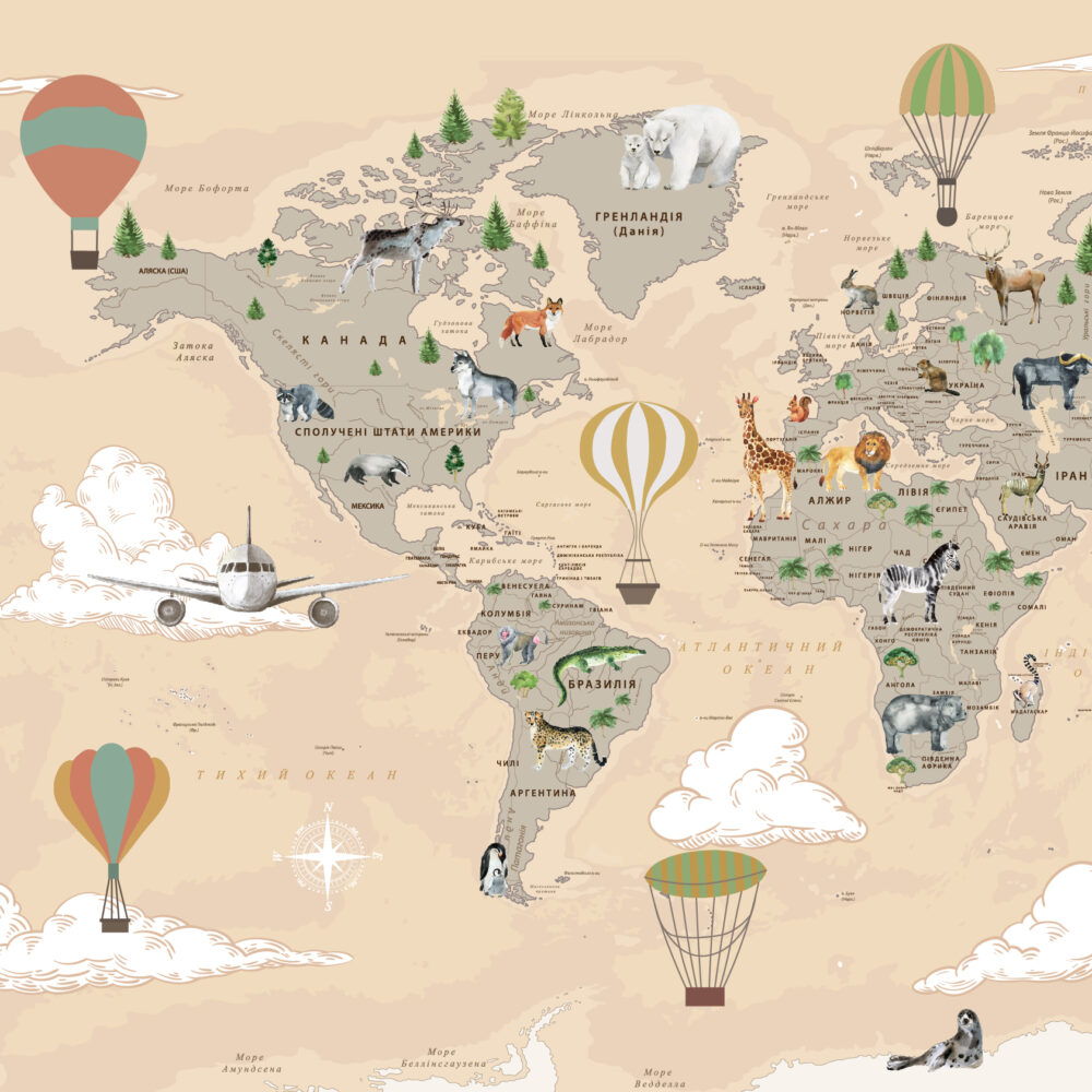 Une carte avec des animaux en aquarelle