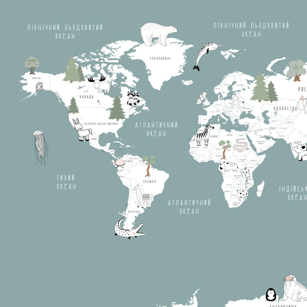 Carte pour enfants sur fond gris-vert