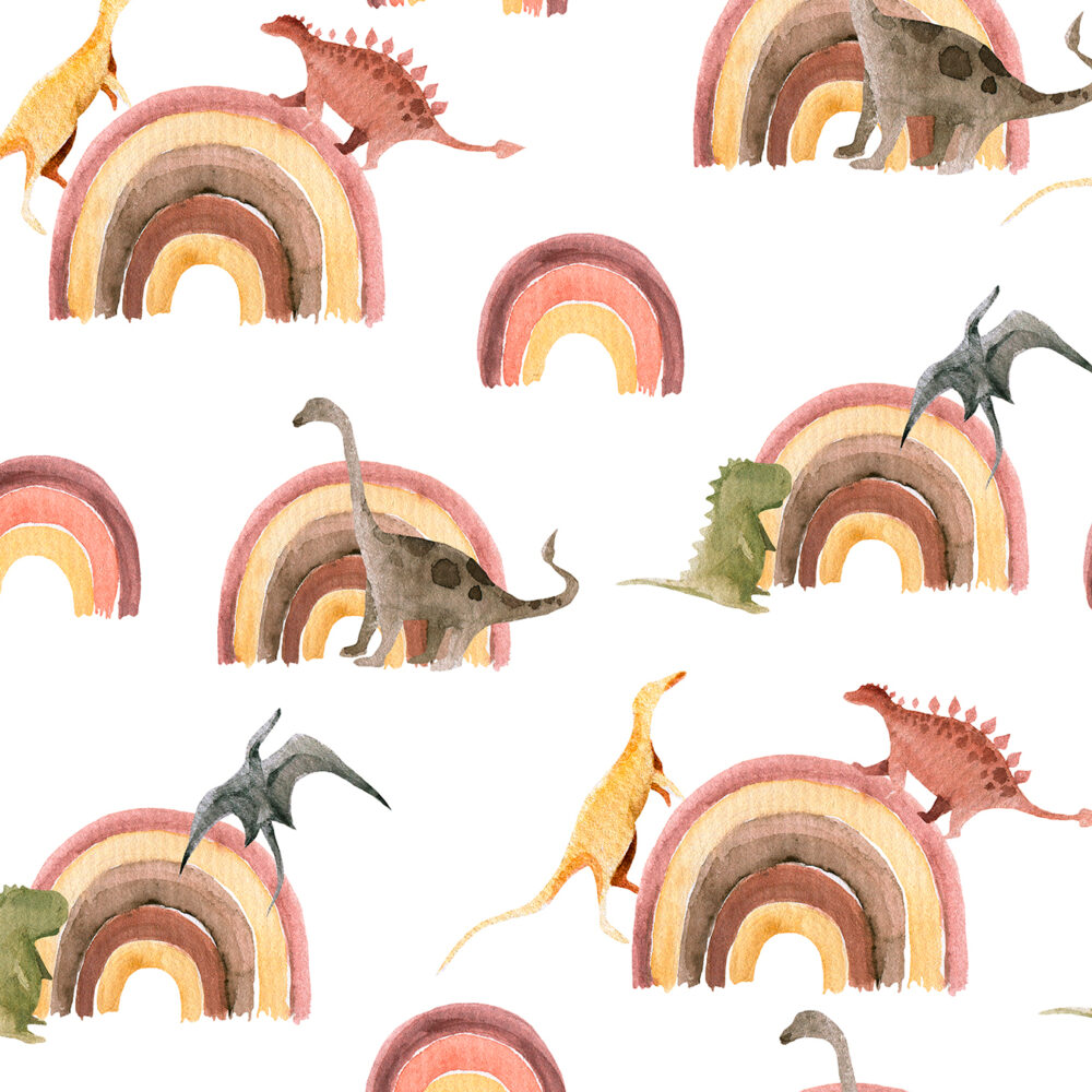 Les dinosaures sur l'arc-en-ciel