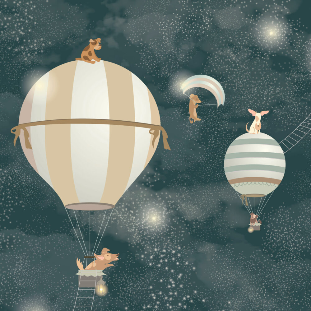 Chiens avec ballons