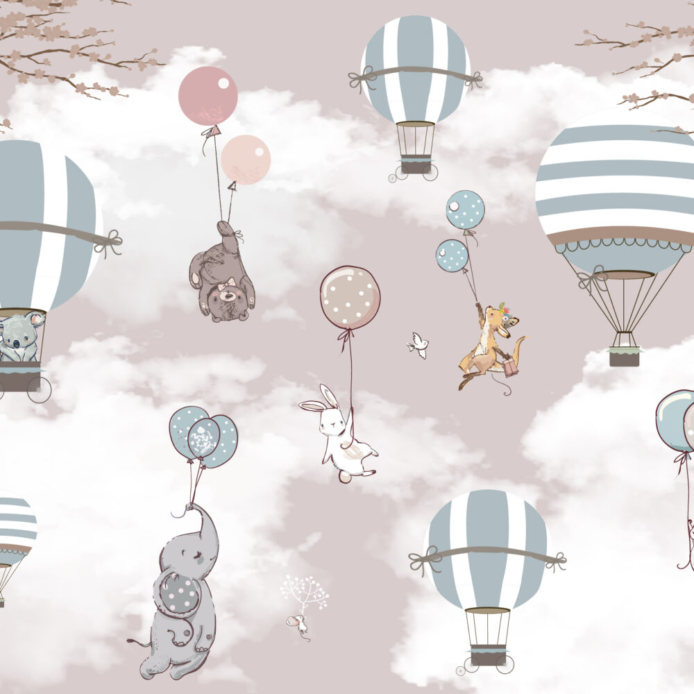 Fleurs et ballons sur les montagnes