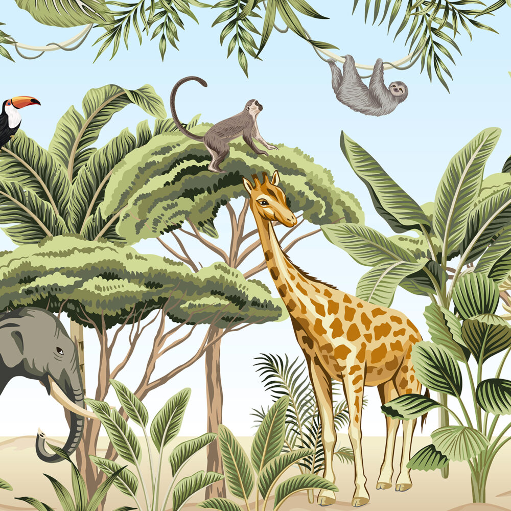 Jungle avec animaux africains