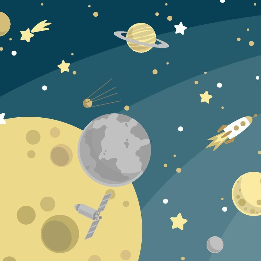 Une fusée avec des planètes