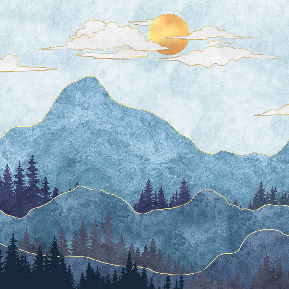 Montagnes bleues avec forêt