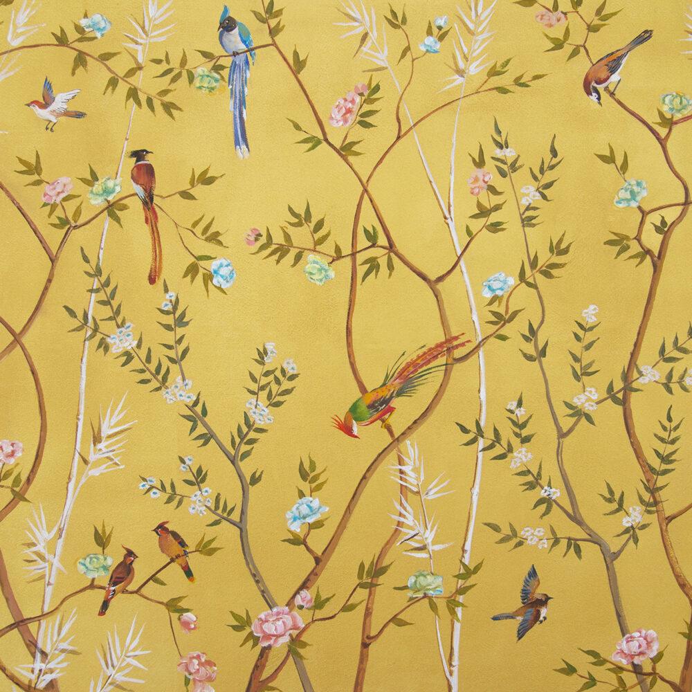 Oiseaux sur fond jaune