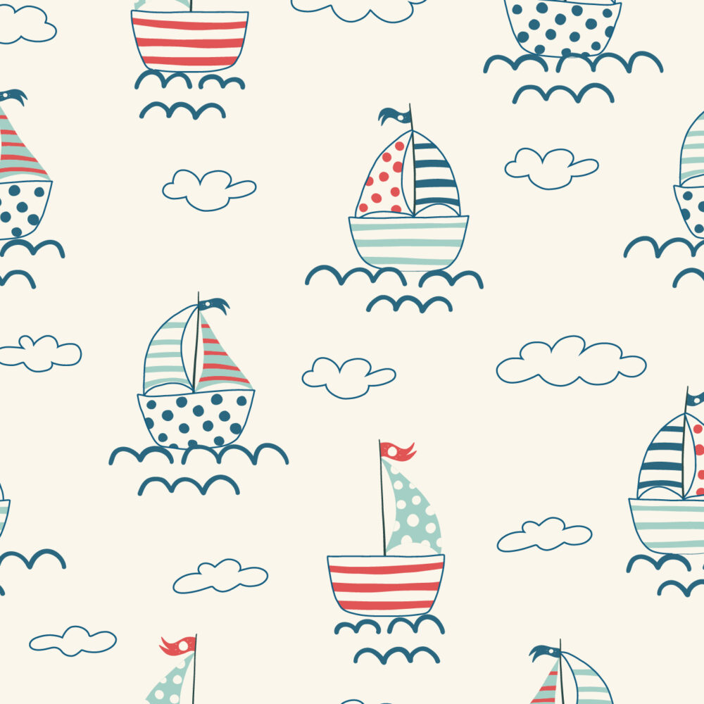 Motif de navires sur les vagues