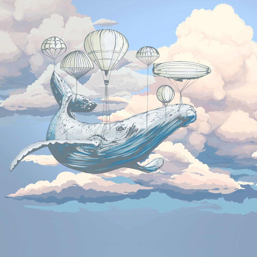 Une baleine sur des ballons